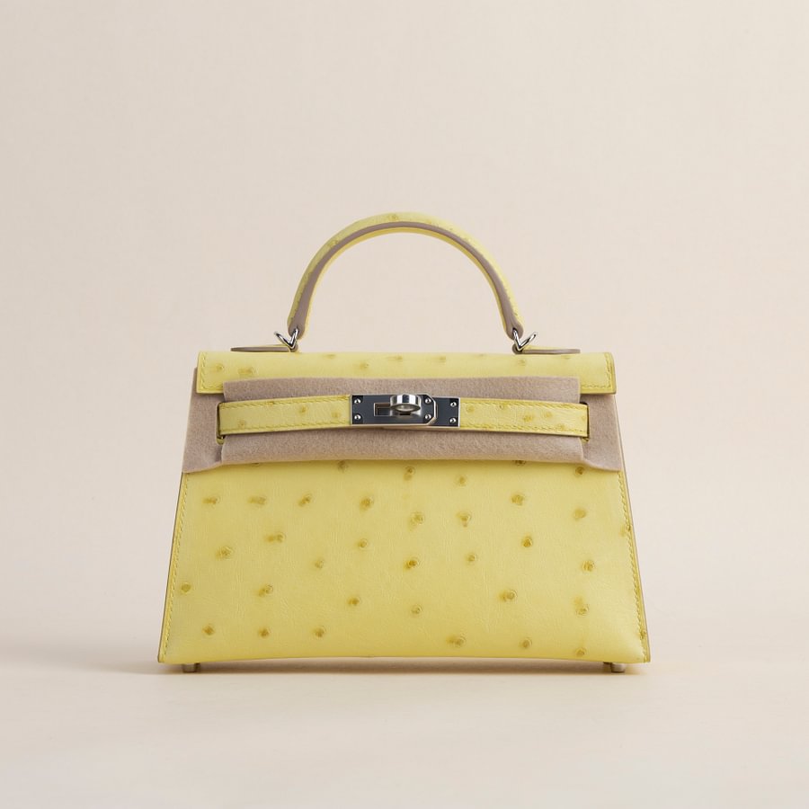Mini Kelly II Ostrich 9R Lime PHW