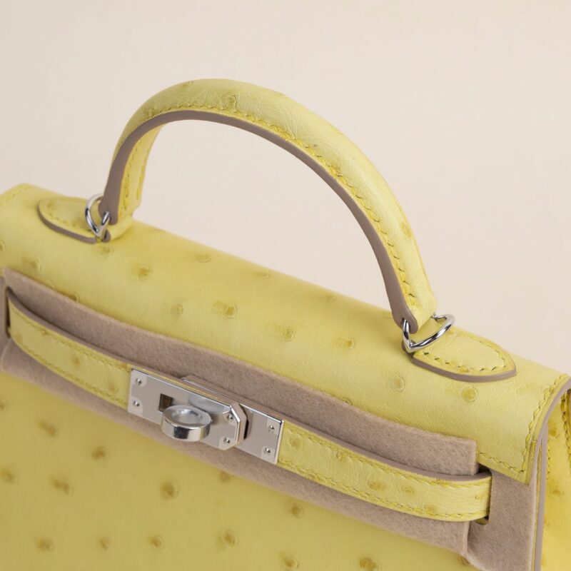 Mini Kelly II Ostrich 9R Lime PHW