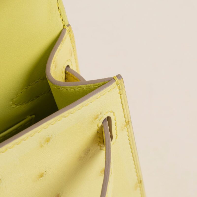 Mini Kelly II Ostrich 9R Lime PHW