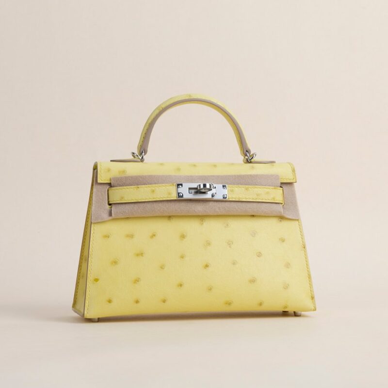 Mini Kelly II Ostrich 9R Lime PHW