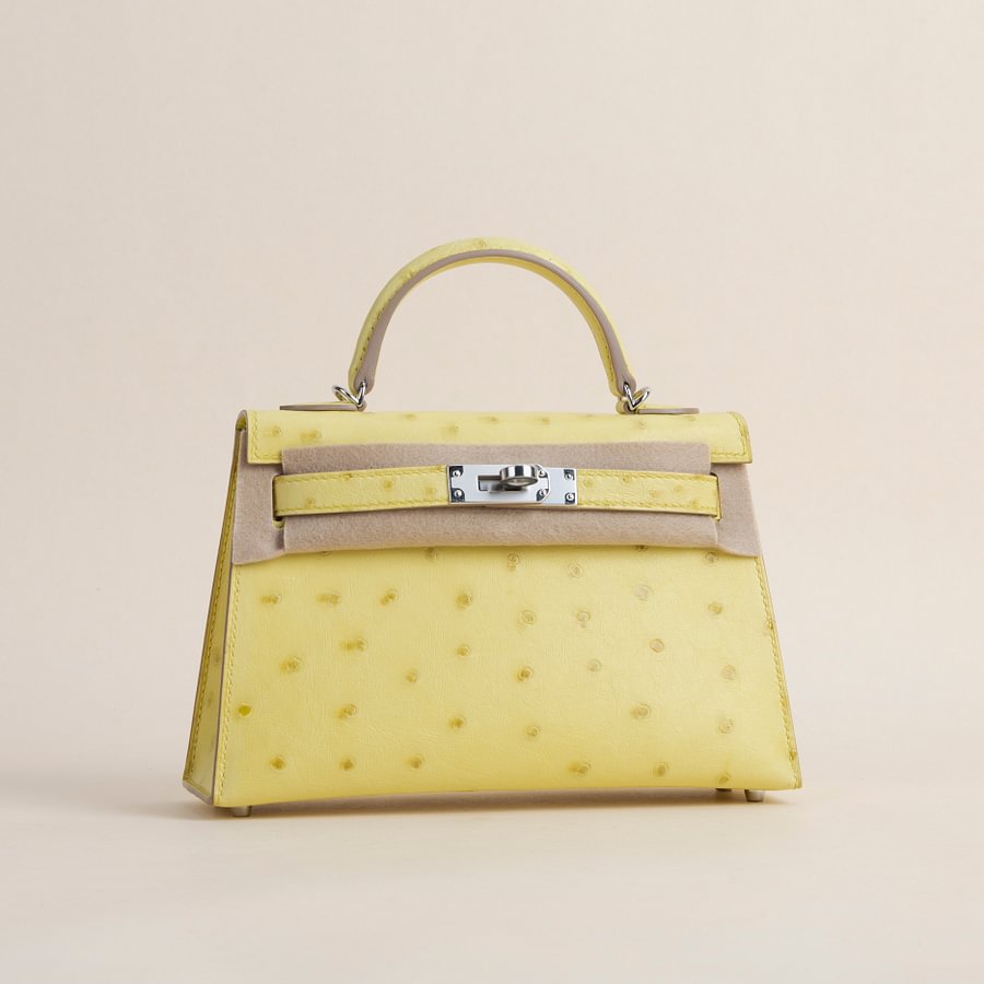 Mini Kelly II Ostrich 9R Lime PHW