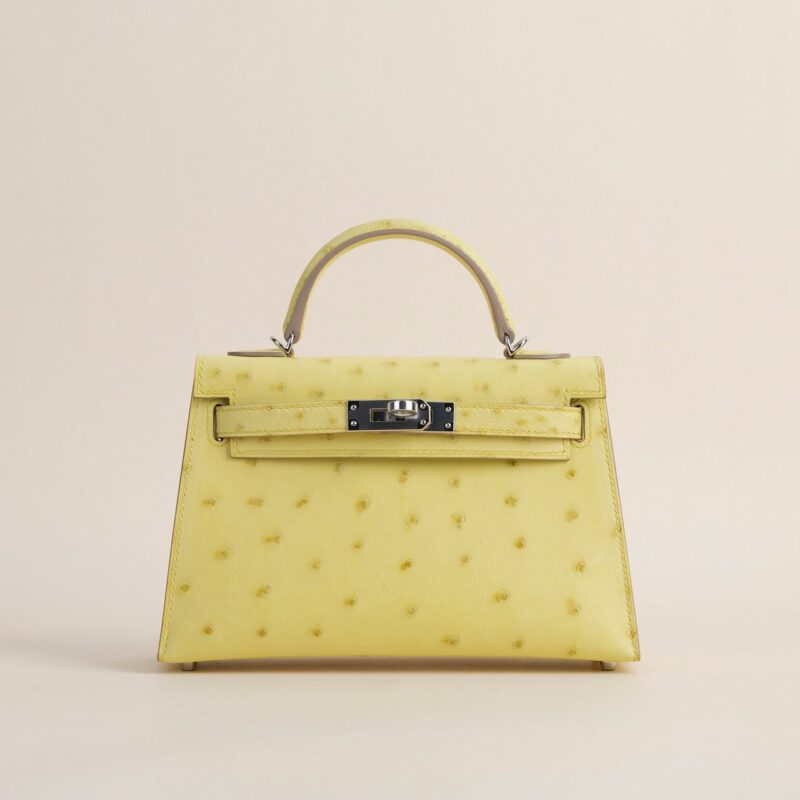 Mini Kelly II Ostrich 9R Lime PHW