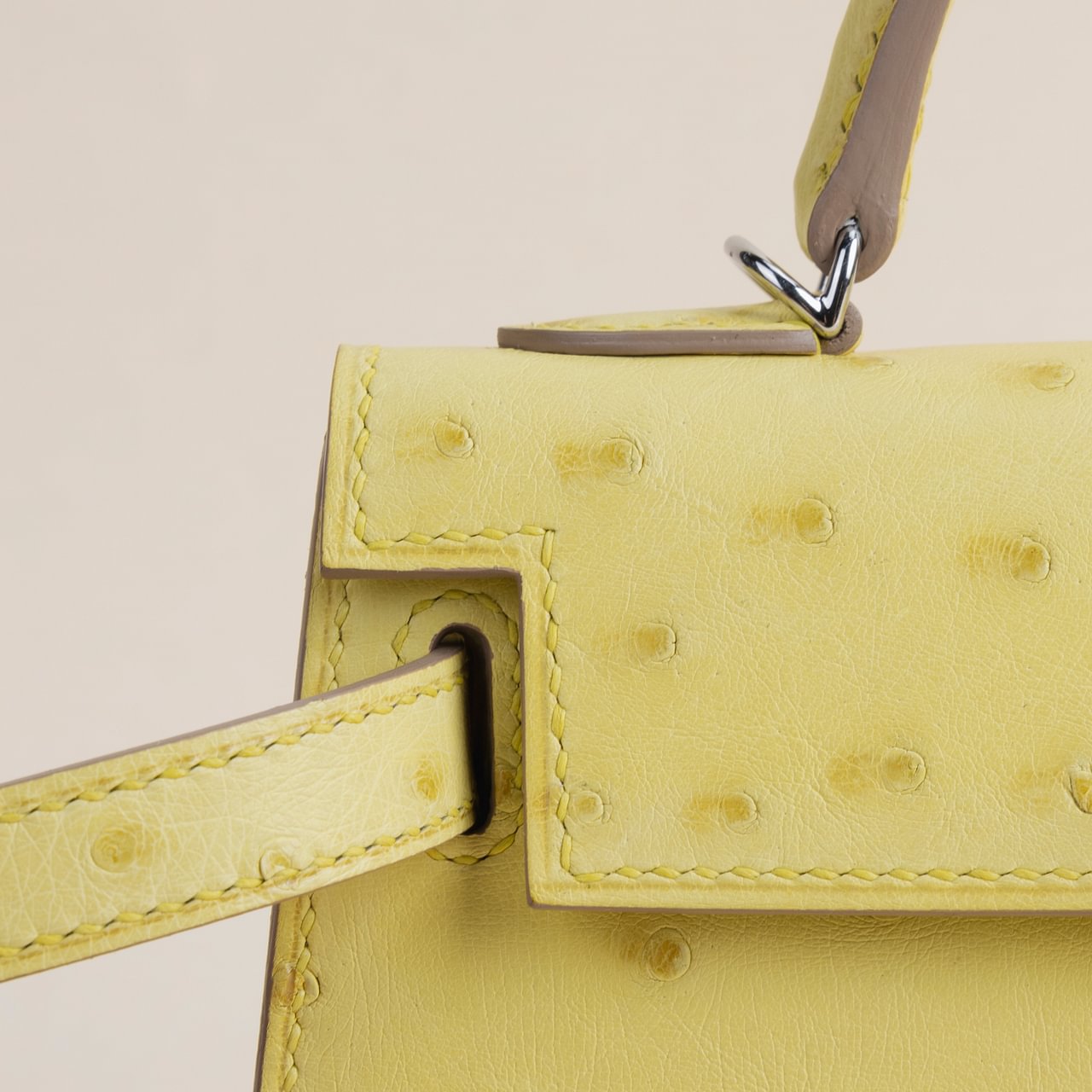 Mini Kelly II Ostrich 9R Lime PHW